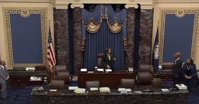 Kamala EMBARRASSES Nation – Butchers Pledge Of Allegiance on Senate Floor!