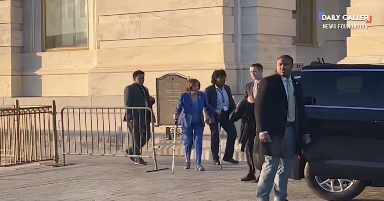 SPOTTED: Elderly Nancy Pelosi Struggles Walking to Vehicle