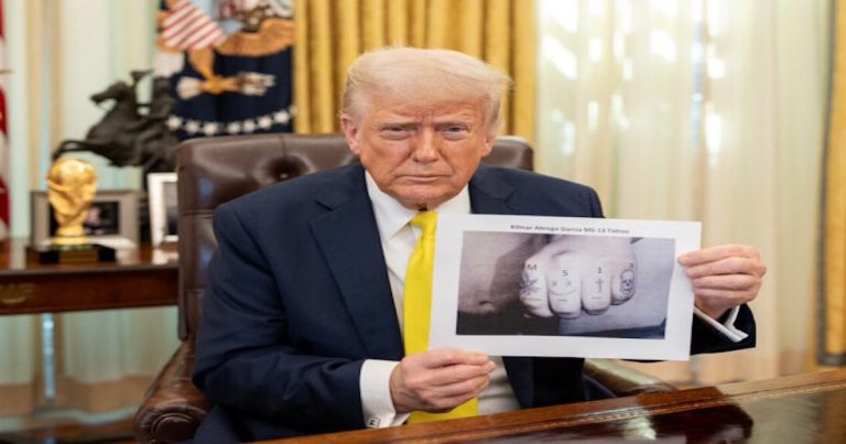 Trump Drops MOAB! Posts Photo with Deported Illegal Garcia’s MS-13 Knuckle Tattoos